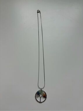 Sterling Silver Tree of Life Pendant Necklace with Multi-Color Gemstones